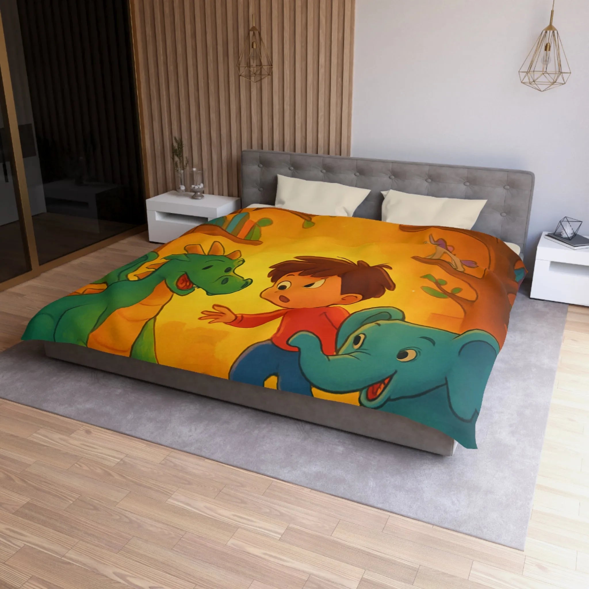 Housse de Couette Microfibre Art Graphique Contemporain Style Décoratif Chambre Tendance