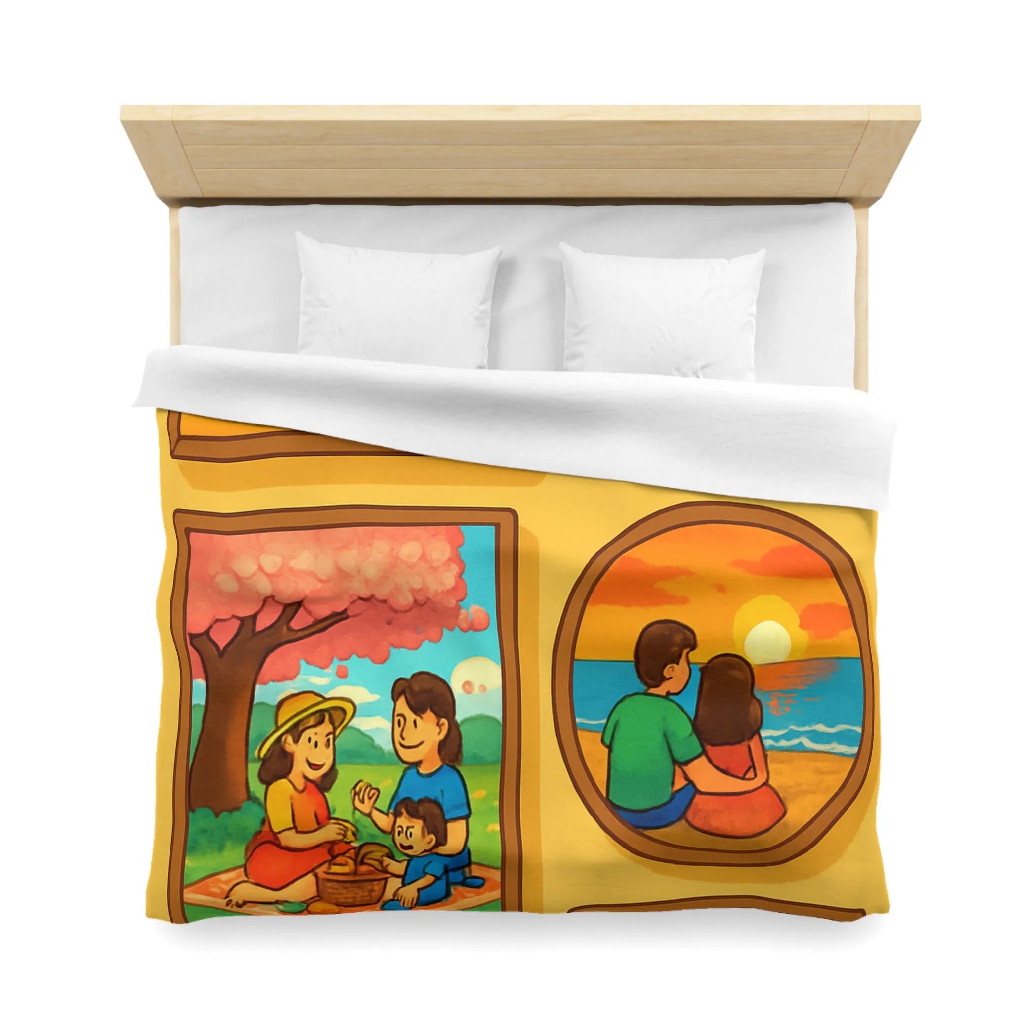 Housse de couette imprimée scènes chaleureuses de famille pour chambre à coucher confortable