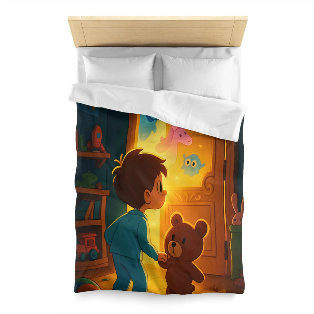 Housse de couette enfant avec motifs lumineux d'animaux magiques en chambre colorée