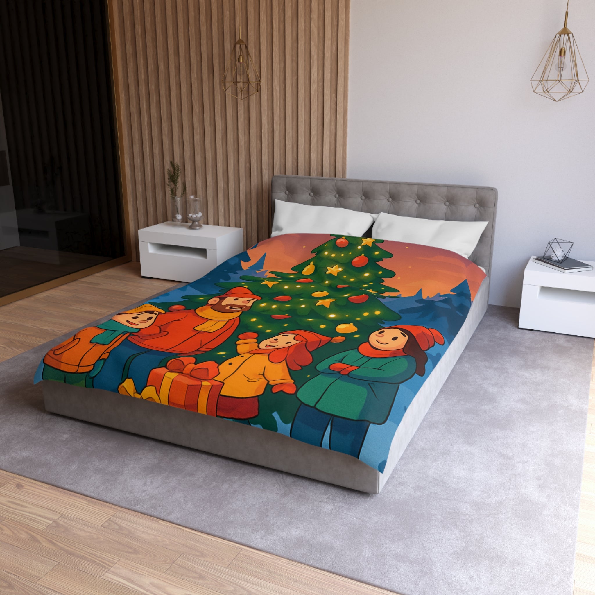 Housse de Couette Microfibre Illustration Unique Design Moderne Décoration Intérieure Raffinée