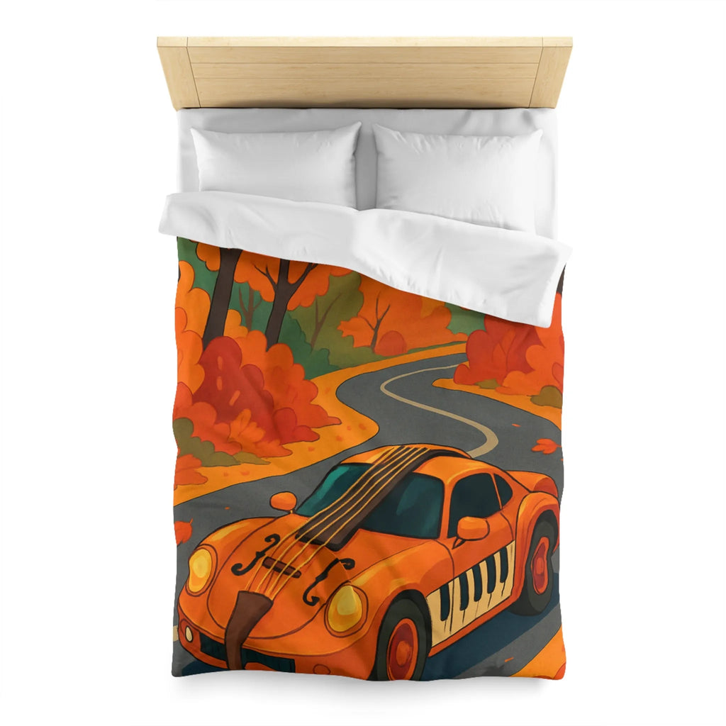 Housse de Couette Automne avec Voiture et Forêt aux Couleurs Vibrantes pour Chambre Chic