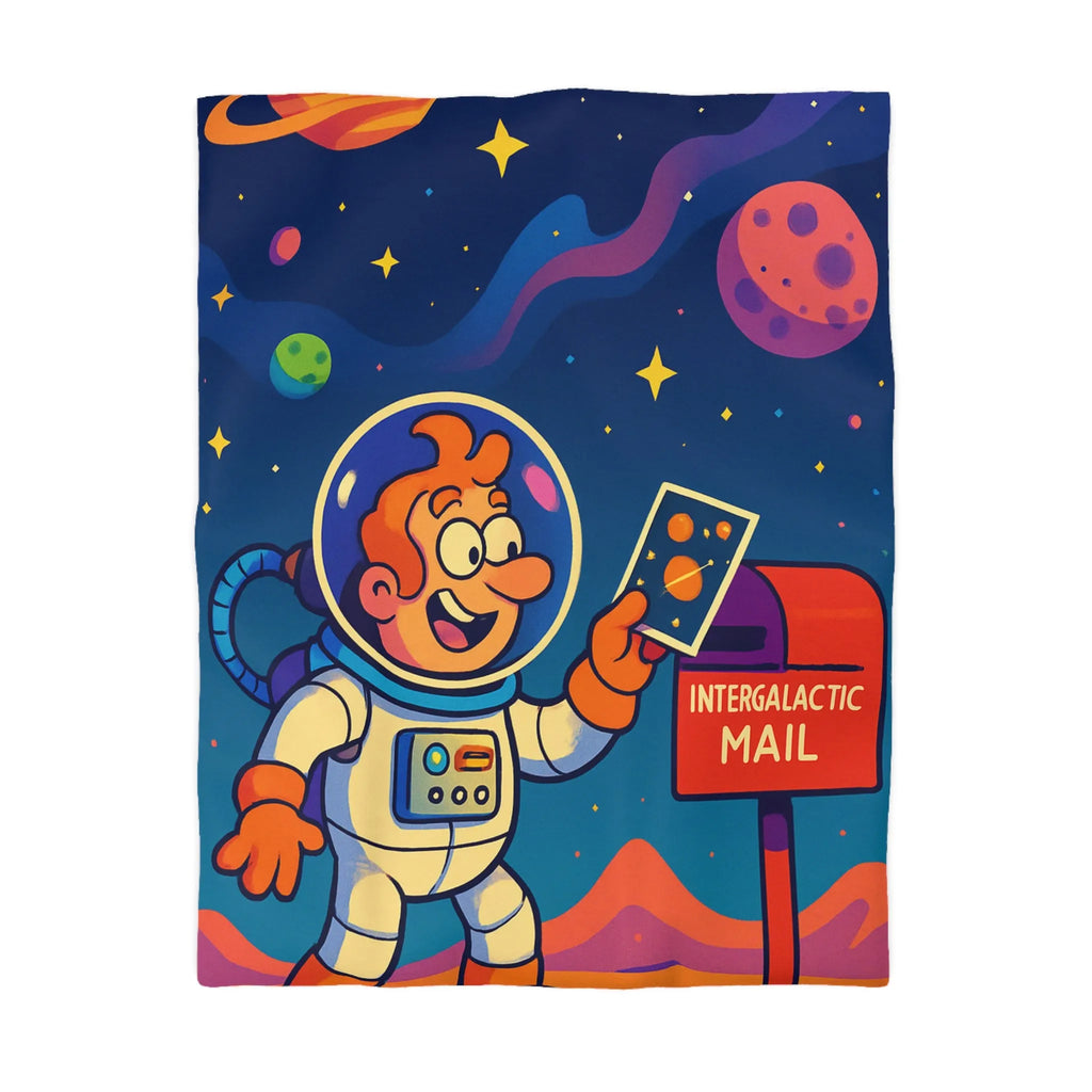 Housse de Couette Espace Fantaisie avec Astronaute Coloré et Planètes Illustrées