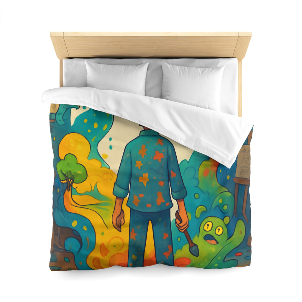 Housse de Couette Microfibre Motif Créatif Original Style Contemporain Chambre Élégante