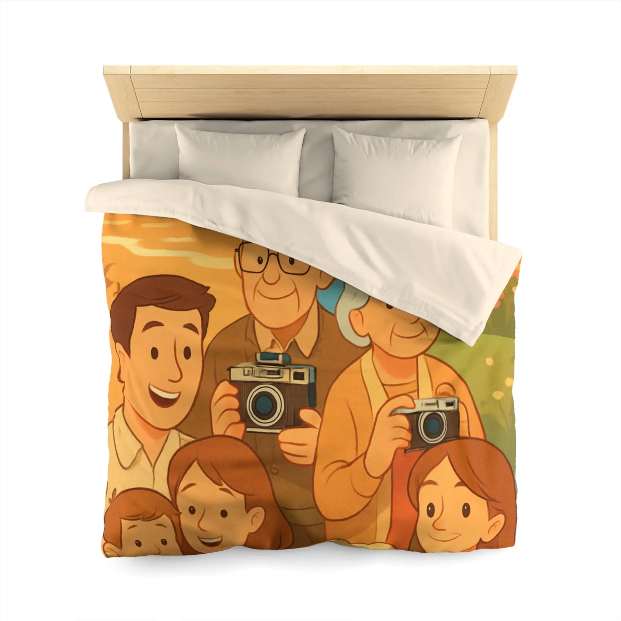 Housse de Couette Enfants Aventure Famille Paysage Soleil et Montagne Poétique Douceur