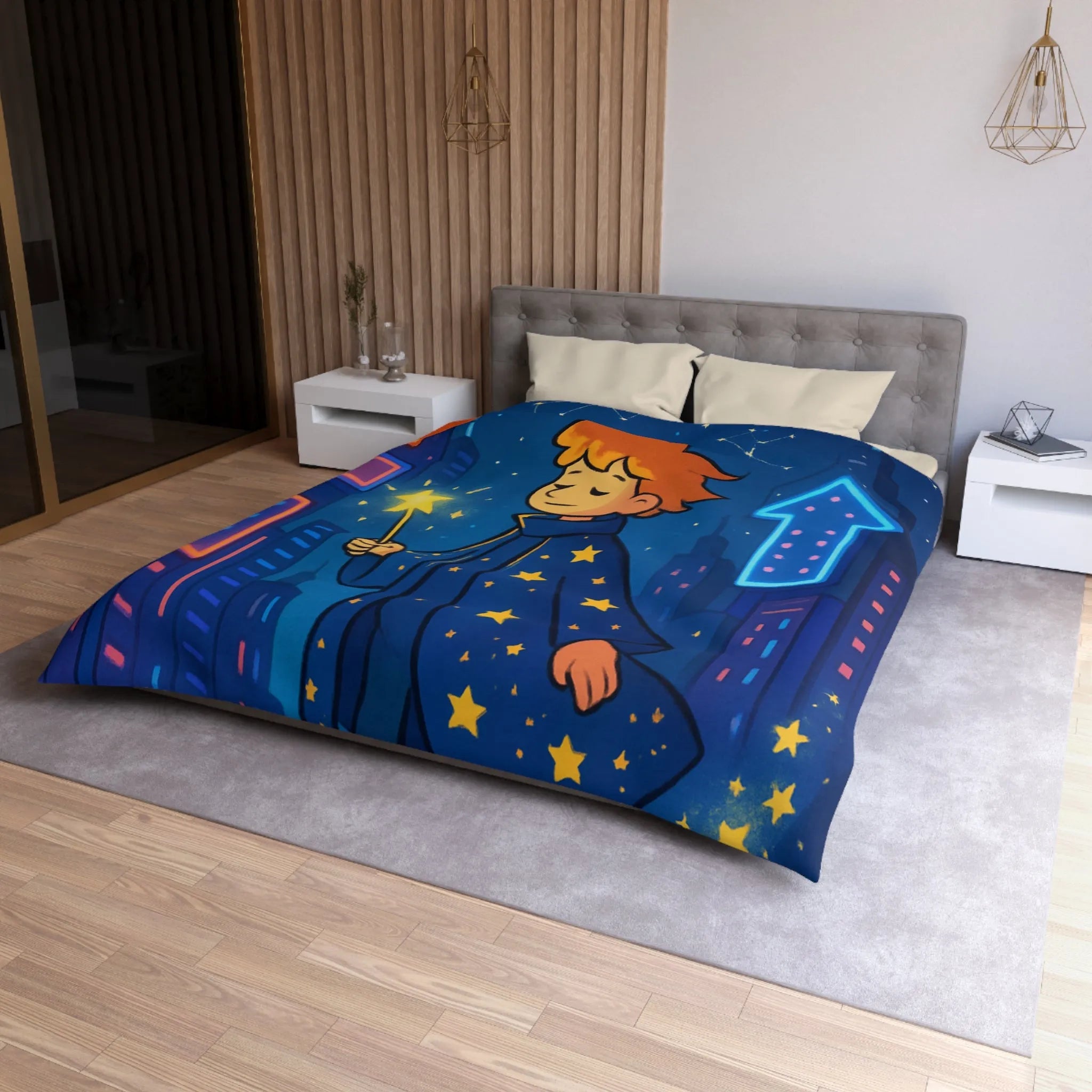 Housse de Couette Microfibre Art Graphique Contemporain Style Décoratif Chambre Tendance