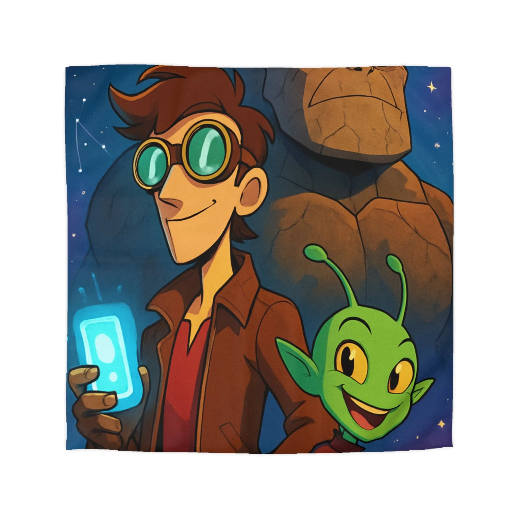 Housse de Couette Enfantine avec Personnages de Science-Fiction Stylisés et Univers Fantastique