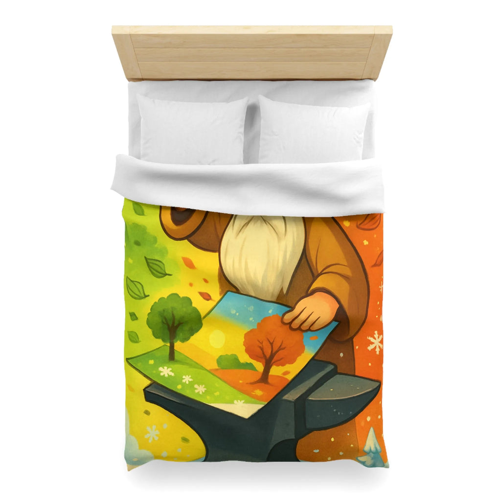 Housse de Couette Artistique aux Couleurs des Quatre Saisons avec Forge Mystique