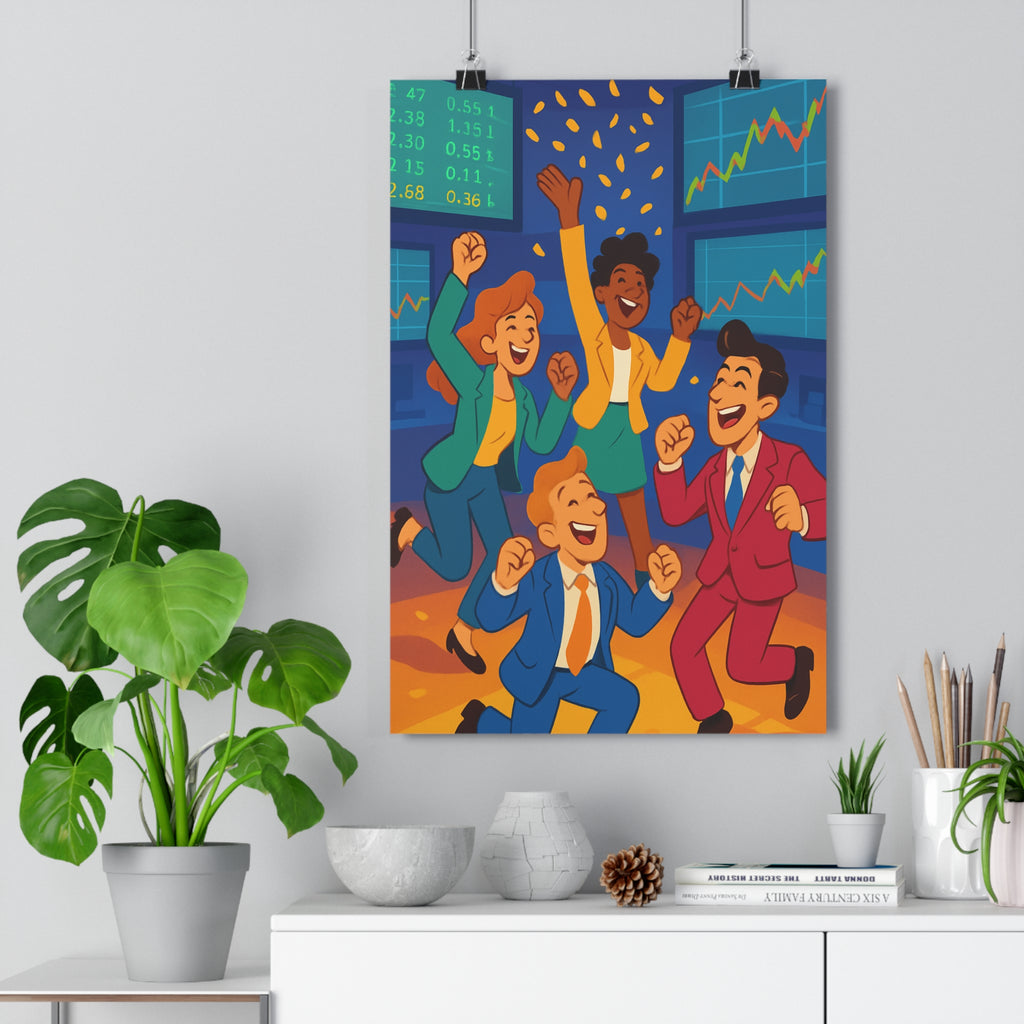 Poster décoratif moderne bleu jaune rouge joyeux bureau travail graphique professionnel dynamique 30x46 cm