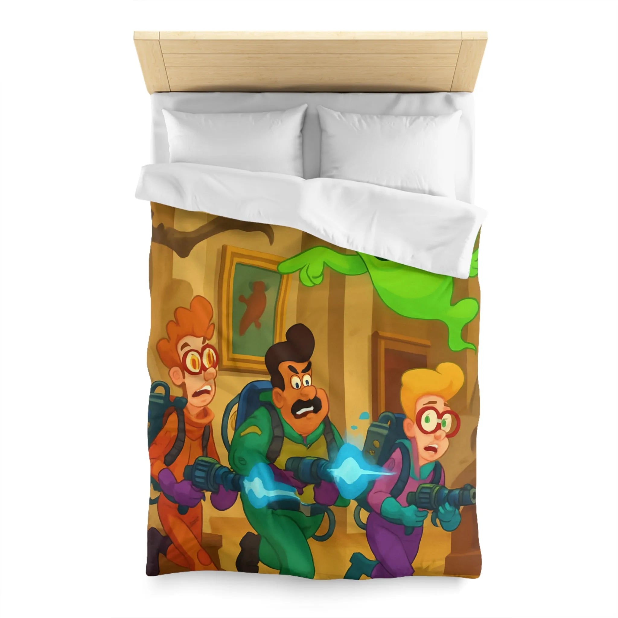 Housse de couette colorée avec chasseurs de fantômes et ambiance amusante de musée