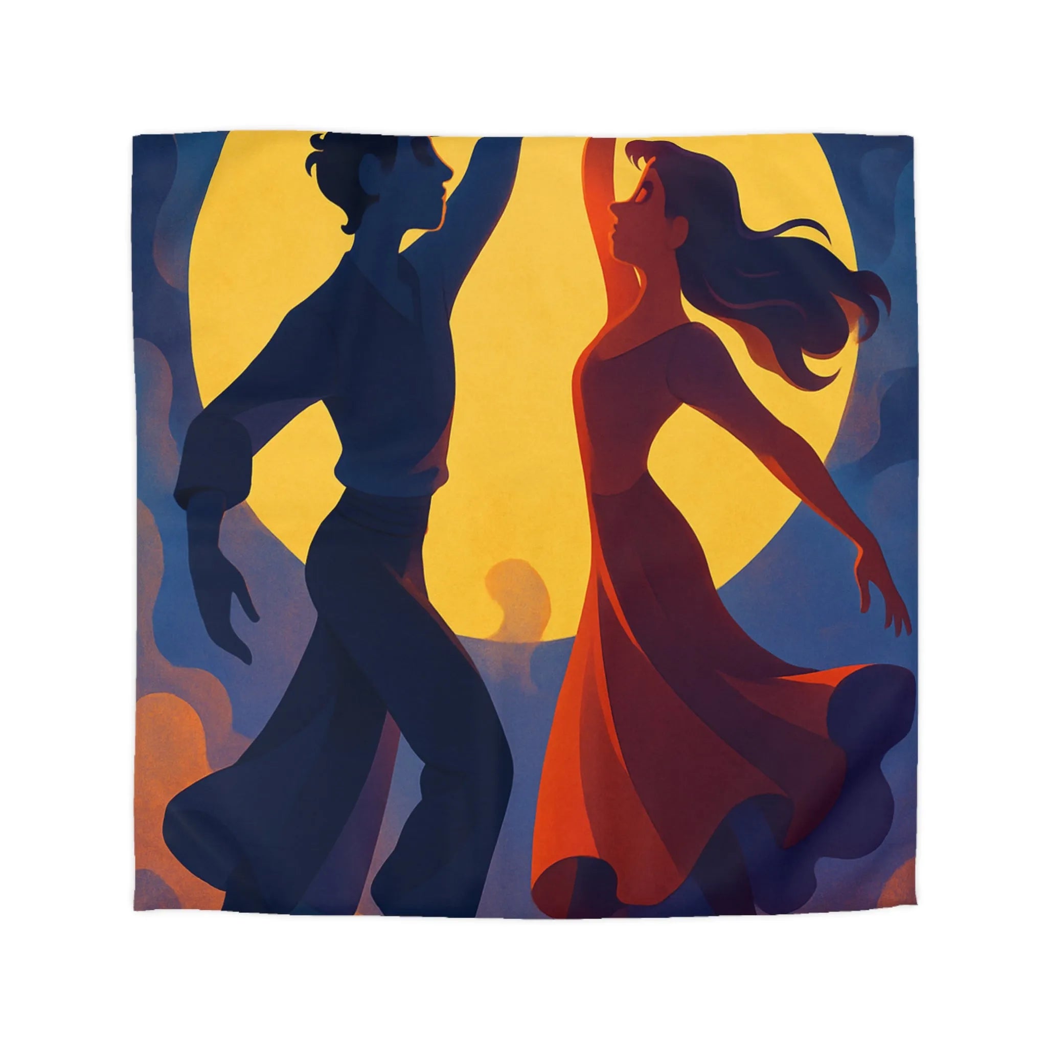 Envoûtante danse romantique sous une pleine lune lumineuse pour votre chambre élégante