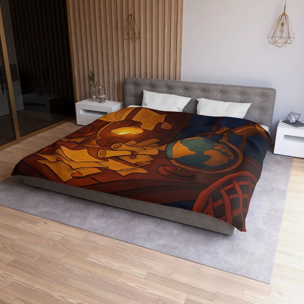 Housse de Couette Astronomie Vintage avec Chat et Globe Terrestre pour Chambre Apaisante