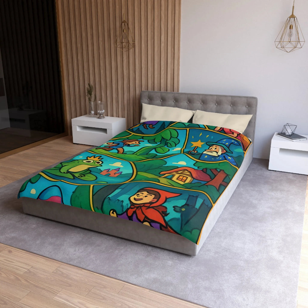 Housse de couette féerique avec illustrations magiques de contes de fées pour enfants rêveurs