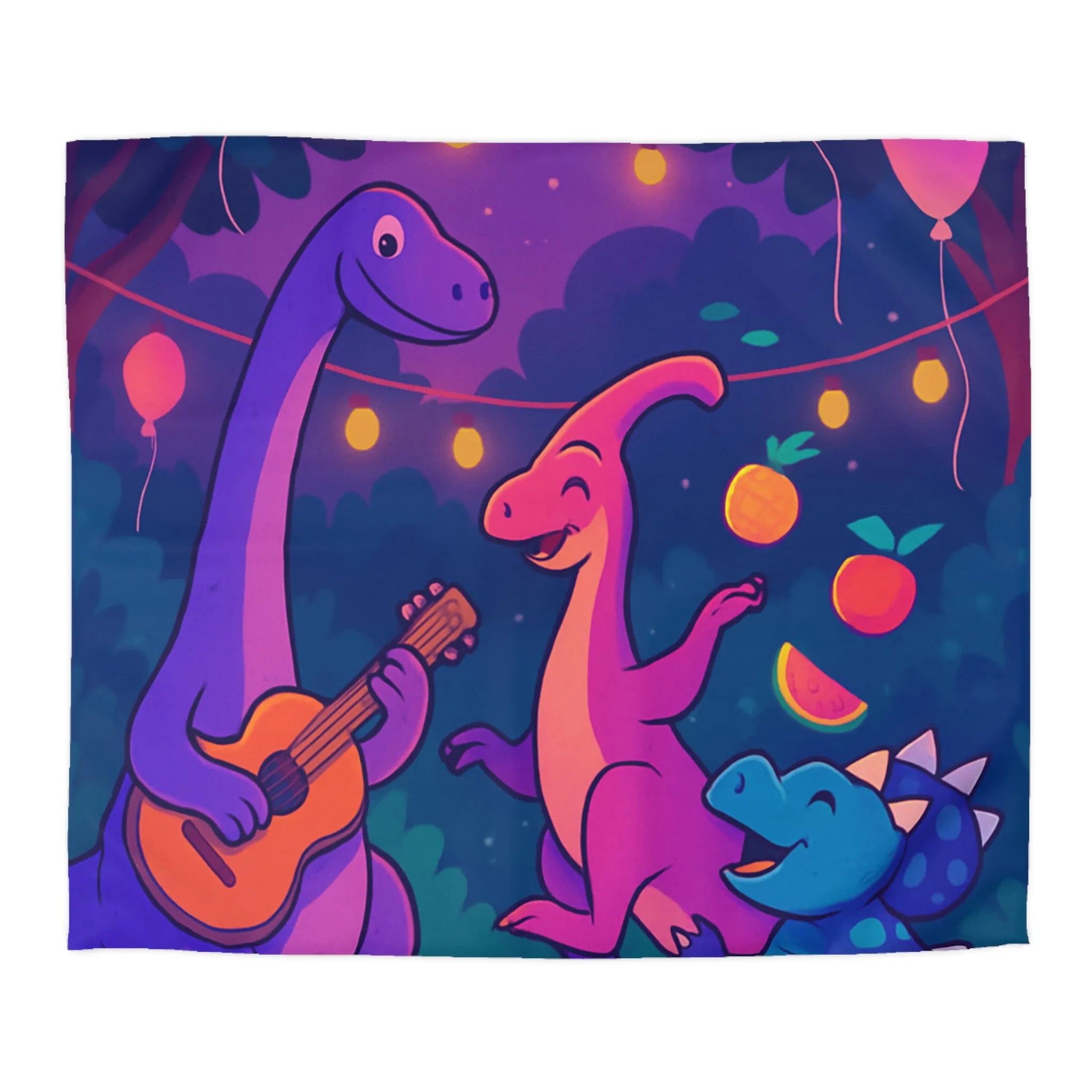 Housse de couette enfants avec dinosaures joyeux et ballons colorés pour chambre ludique