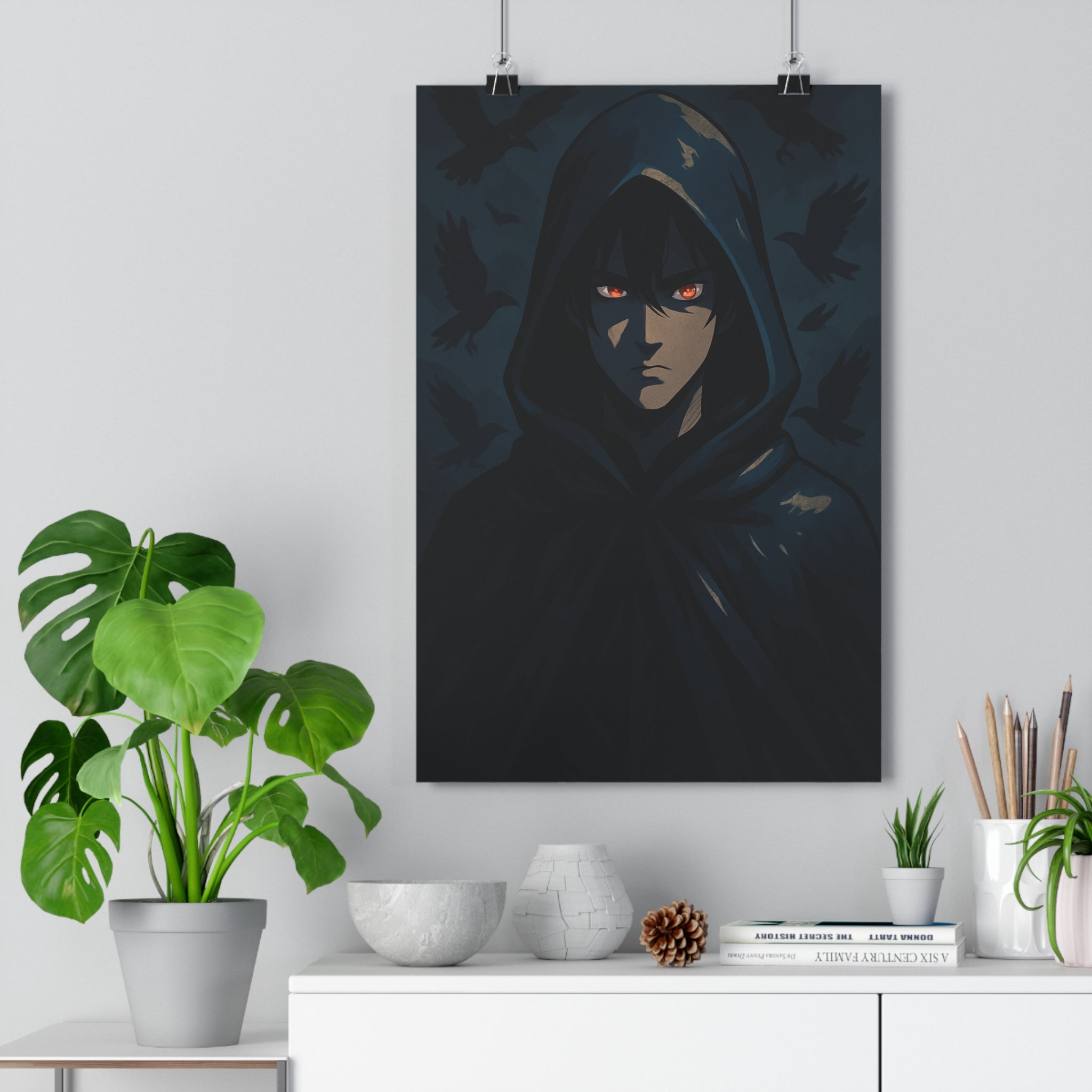 Poster décoratif anime sombre bleu noir mystique chambre salon bureau format 30x46 captivant intense