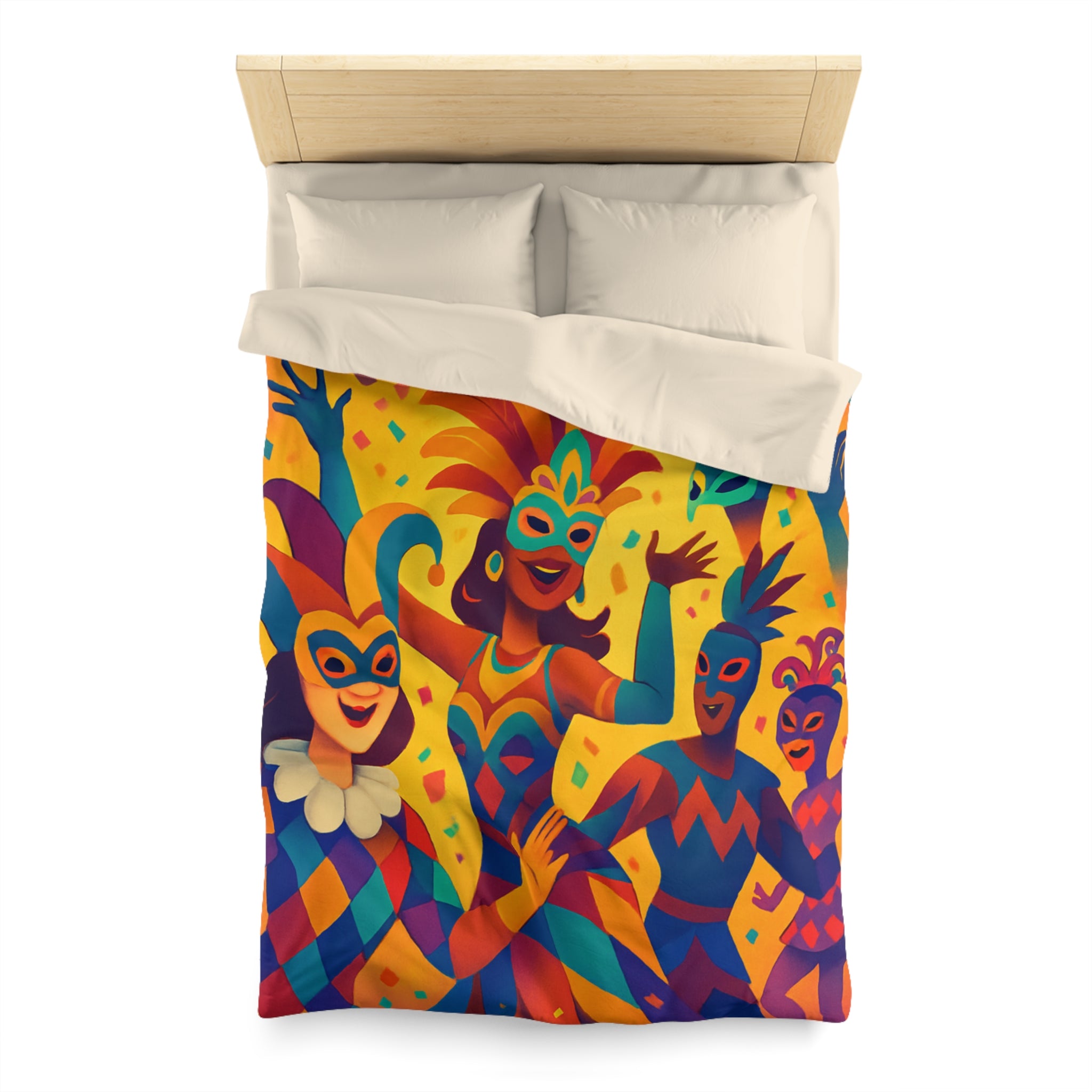 Housse De Couette Multicolore Carnaval Masqué Pour Fête Vibrante Et Ambiance Festive