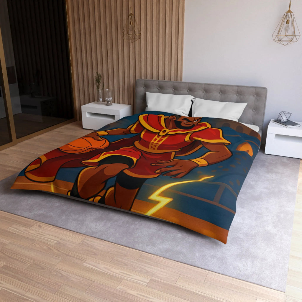 Athlète en Action avec Ballon de Basket dans Arène Lumineuse - Motif Royauté