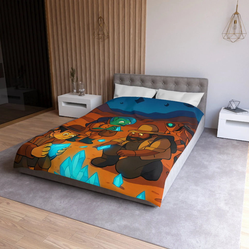 Exploration fascinante de cristaux mystérieux sur une planète désertique avec aventuriers et robot