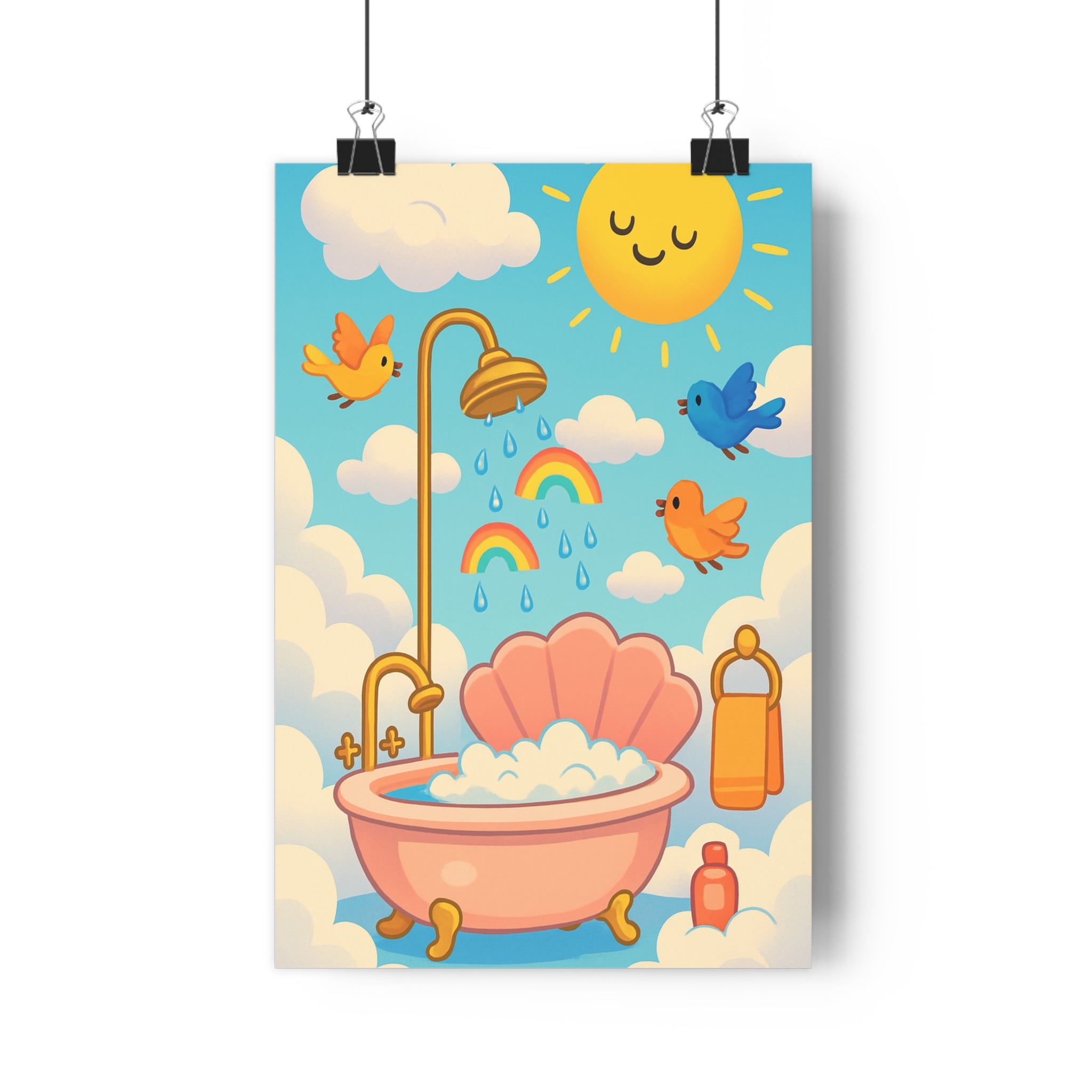 Poster décoratif joyeux pastel rose bleu chambre enfant art cartoon lumineux unique original qualité