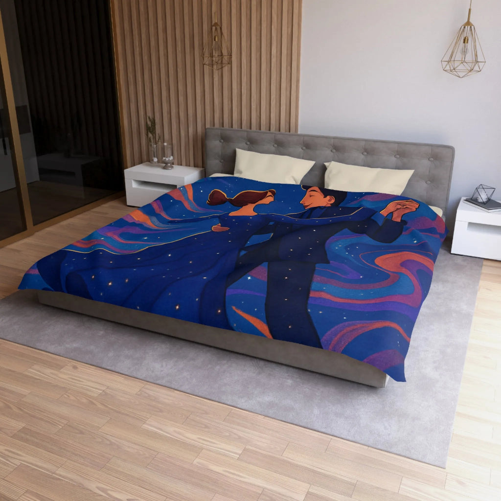 Housse de couette dansante sous la lune avec motif étoilé coloré et romantique