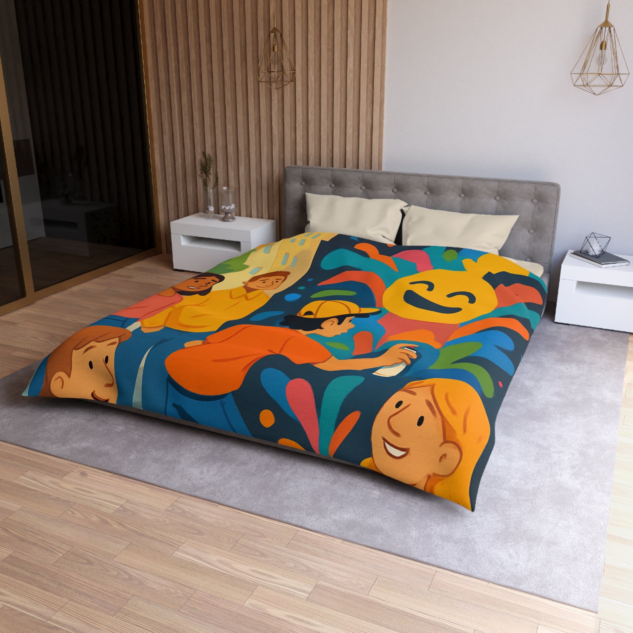 Housse de Couette Microfibre Design Artistique Moderne Décoration Chambre Confort Premium