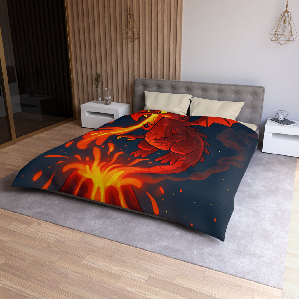 Intense Housse Dragon Rouge Feu Volcanique Ambiance Nocturne Idéale pour Chambre Fantasy
