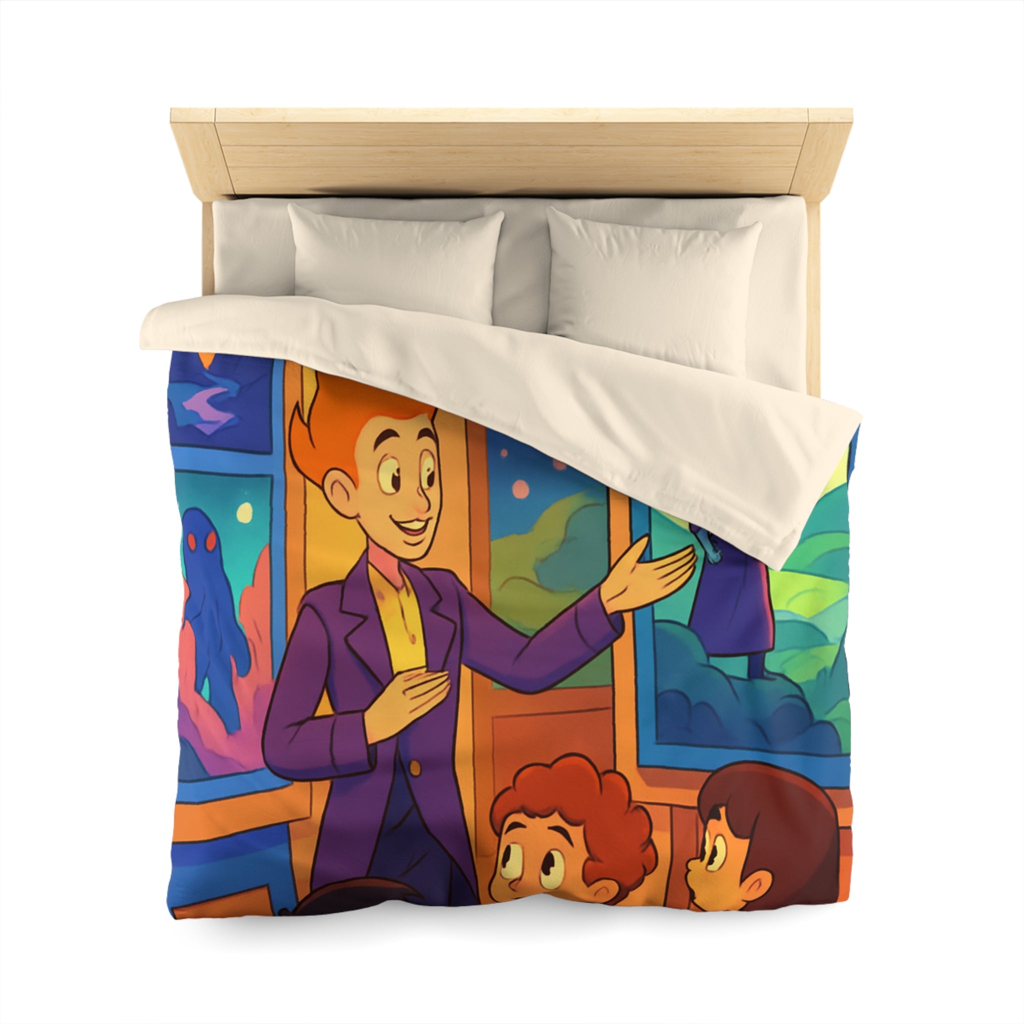 Housse de Couette Microfibre Motif Créatif Original Style Contemporain Chambre Élégante