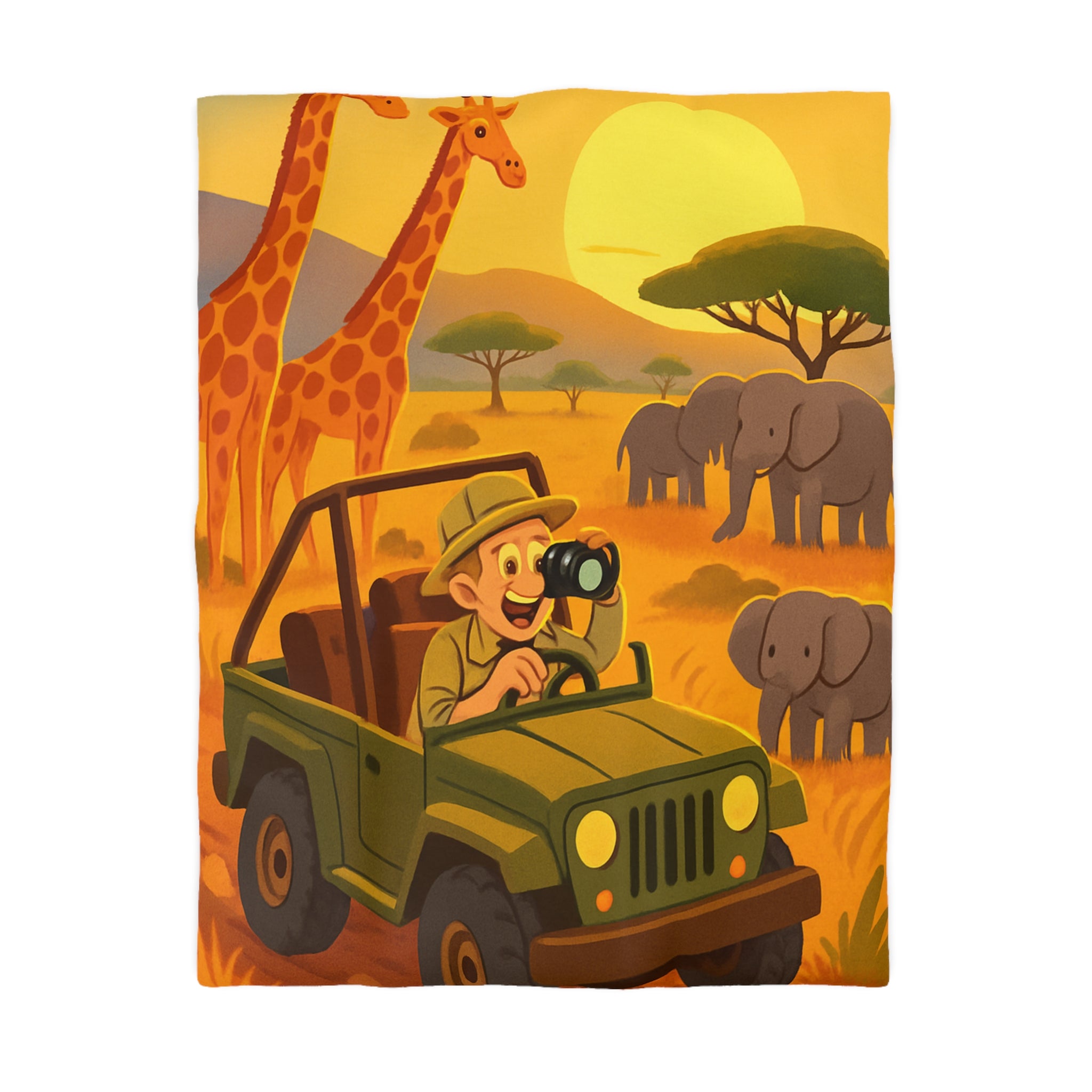 Housse de Couette Safari avec Animaux et Paysage Africain pour Chambre Enfant Aventure