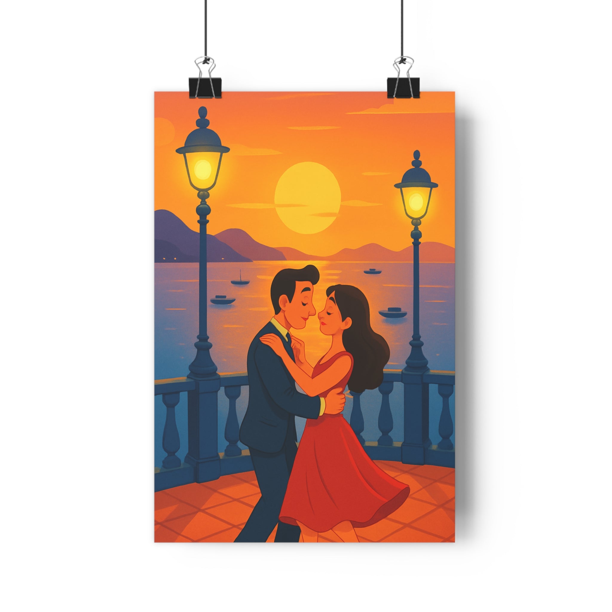 Poster décoratif romantique art déco orange violet salon chambre ambiance nostalgique chaleureux captivant tendance