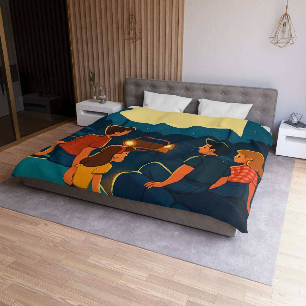 Housse de couette rétro cinéma de voitures sous un ciel étoilé fantastique