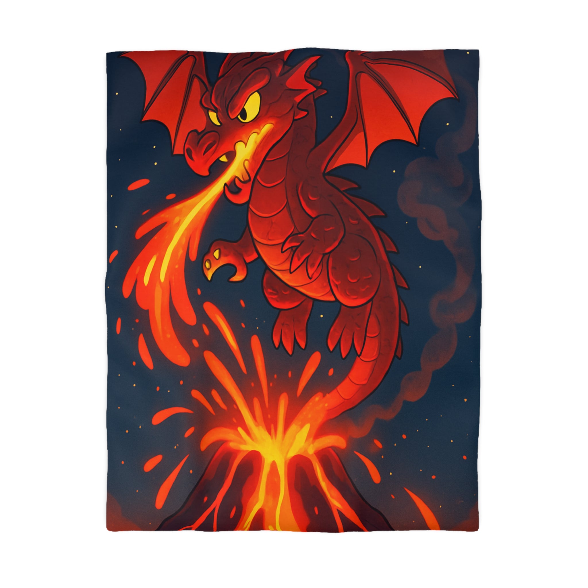 Intense Housse Dragon Rouge Feu Volcanique Ambiance Nocturne Idéale pour Chambre Fantasy