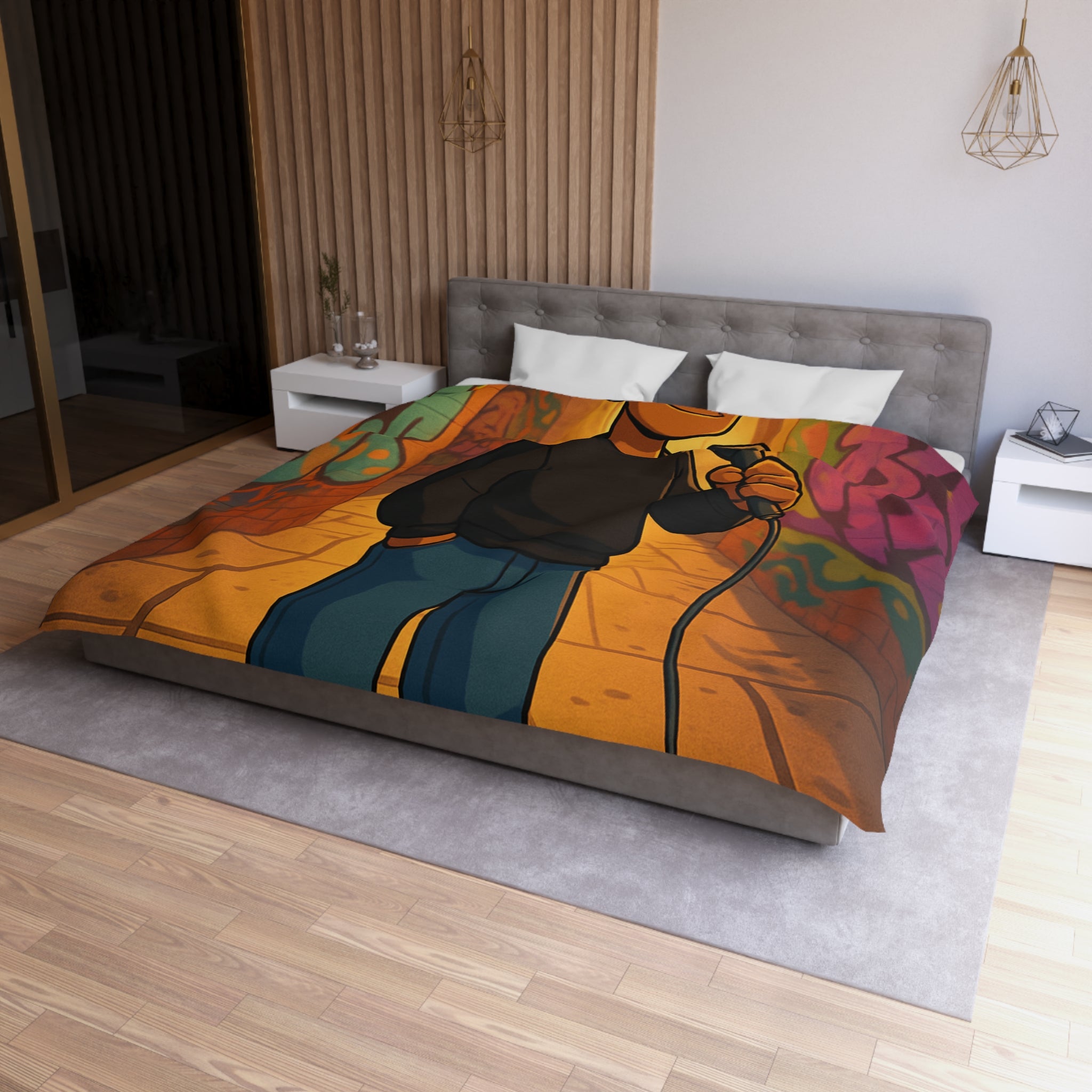 Housse de Couette Microfibre Design Artistique Moderne Décoration Chambre Confort Premium