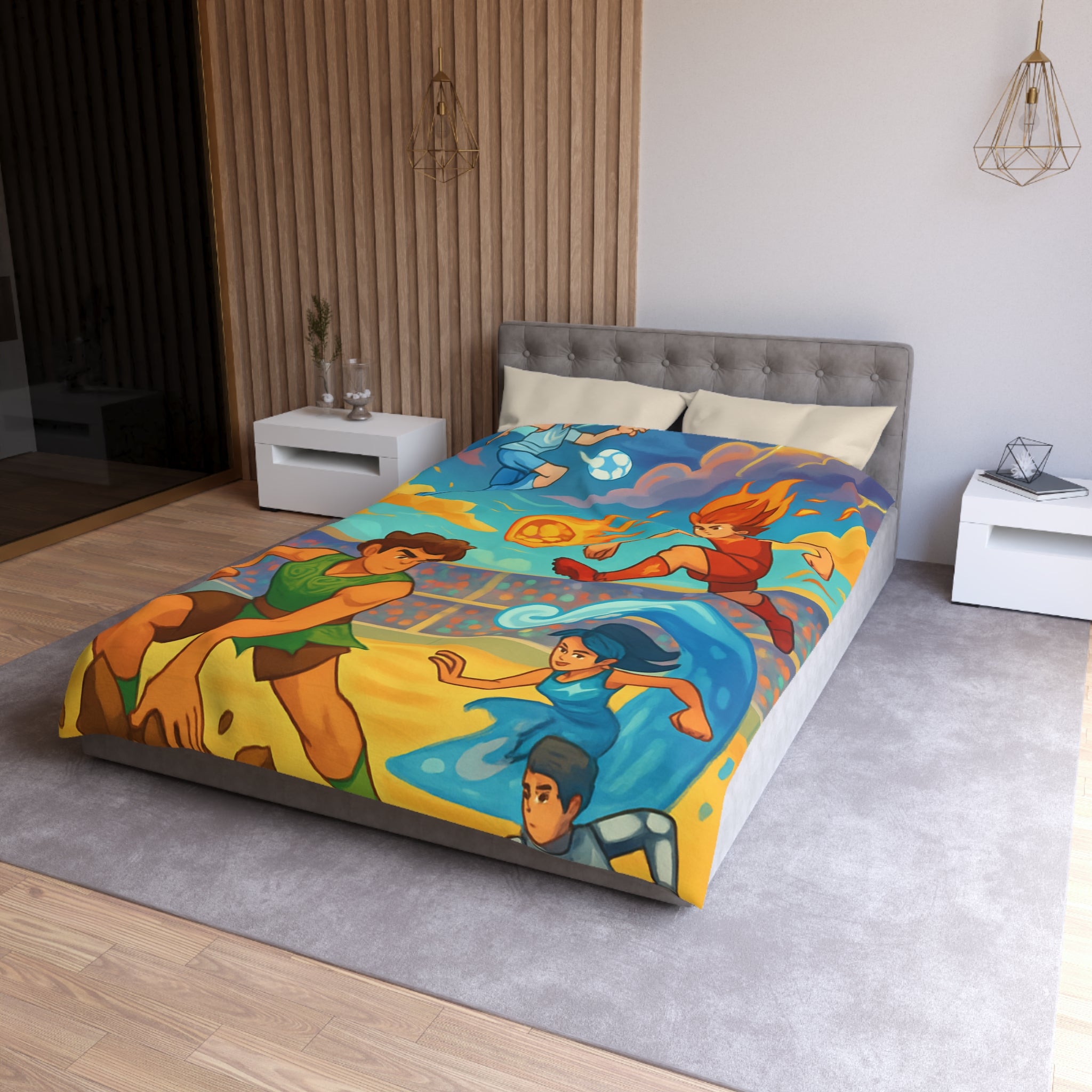 Housse de Couette Microfibre Design Artistique Moderne Décoration Chambre Confort Doux Qualité Premium
