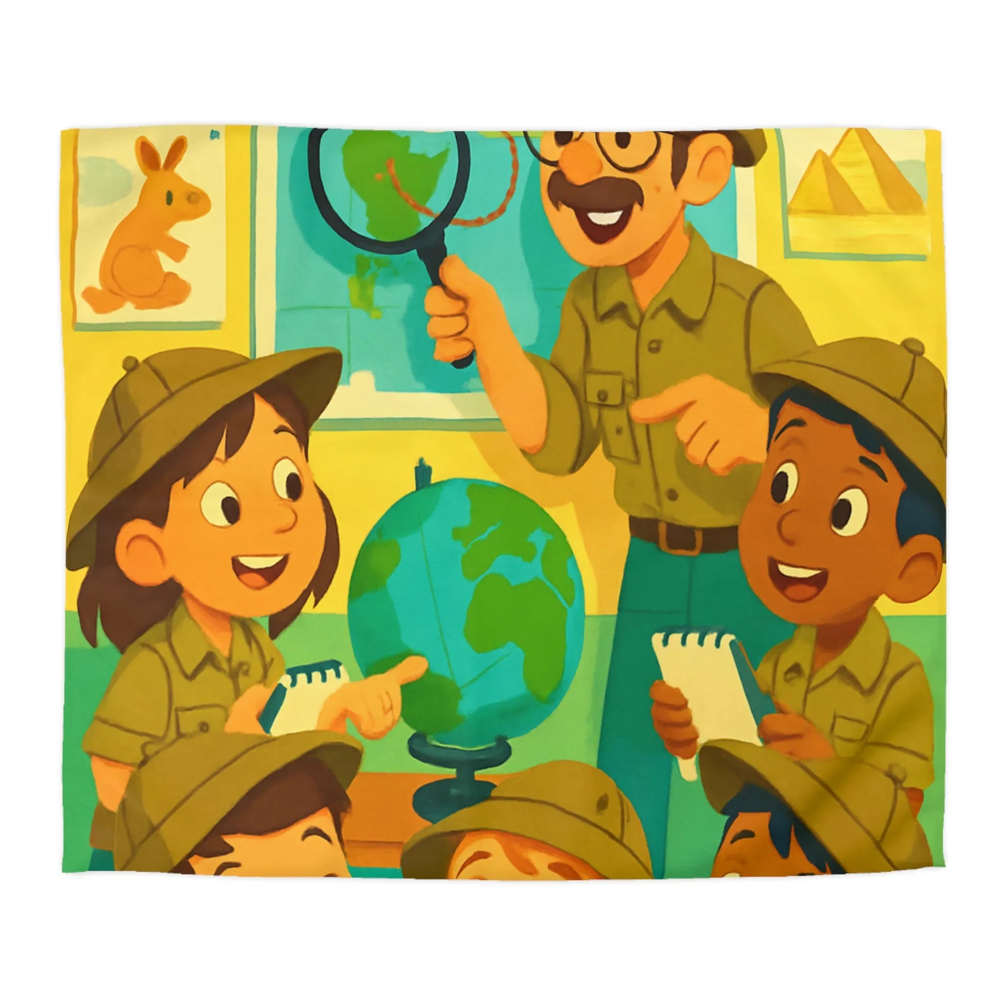 Housse de Couette Enfants Explorateurs : Monde Aventure, Couleurs Vives, Design Éducatif