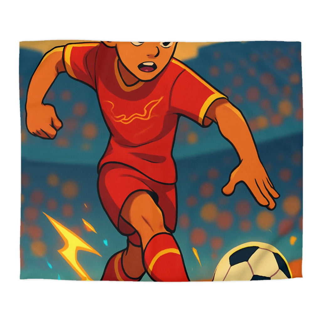 Housse de couette football enfant design joueur intense terrain animation colorée