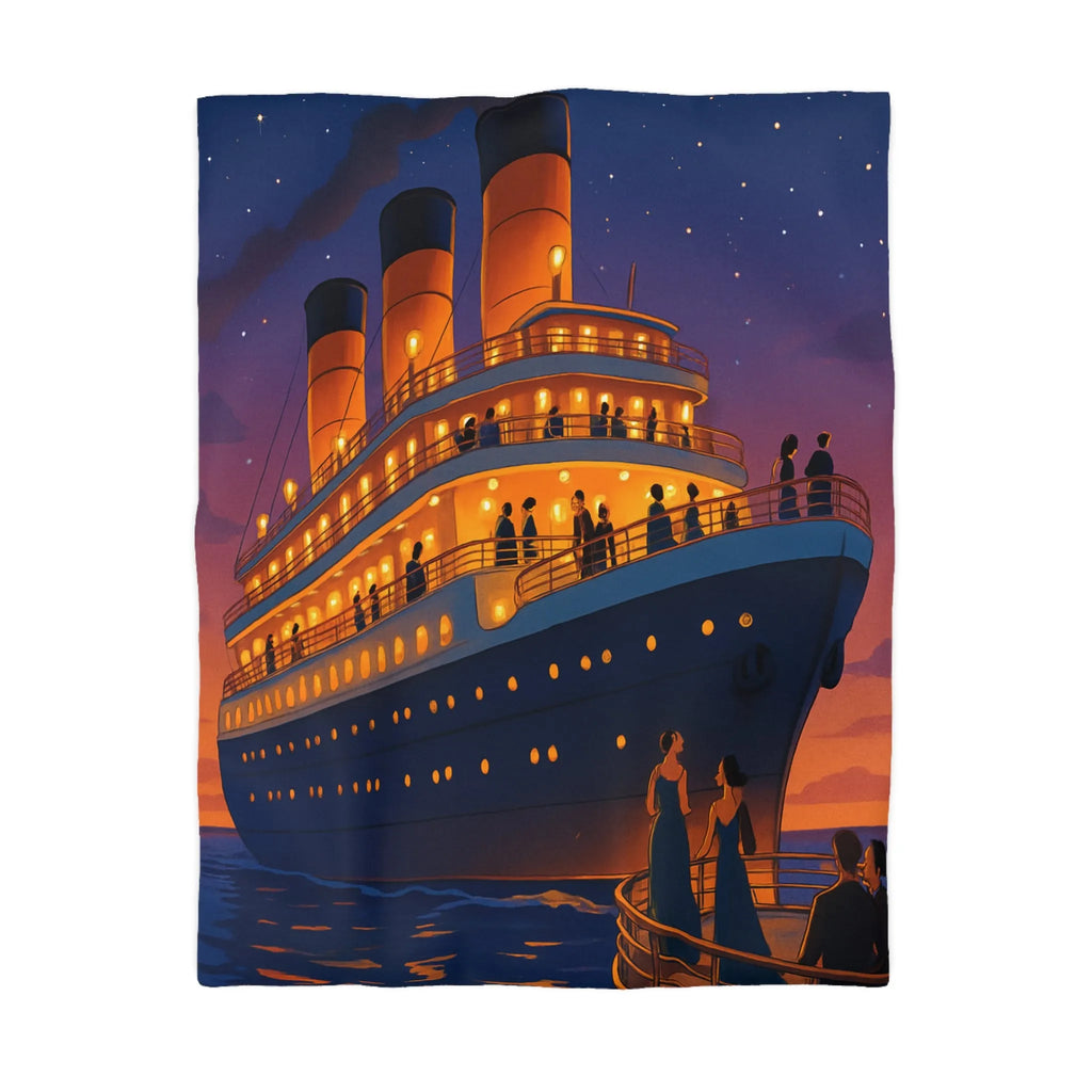 Douce soirée étoilée sur un paquebot illuminé naviguant sur des eaux calmes