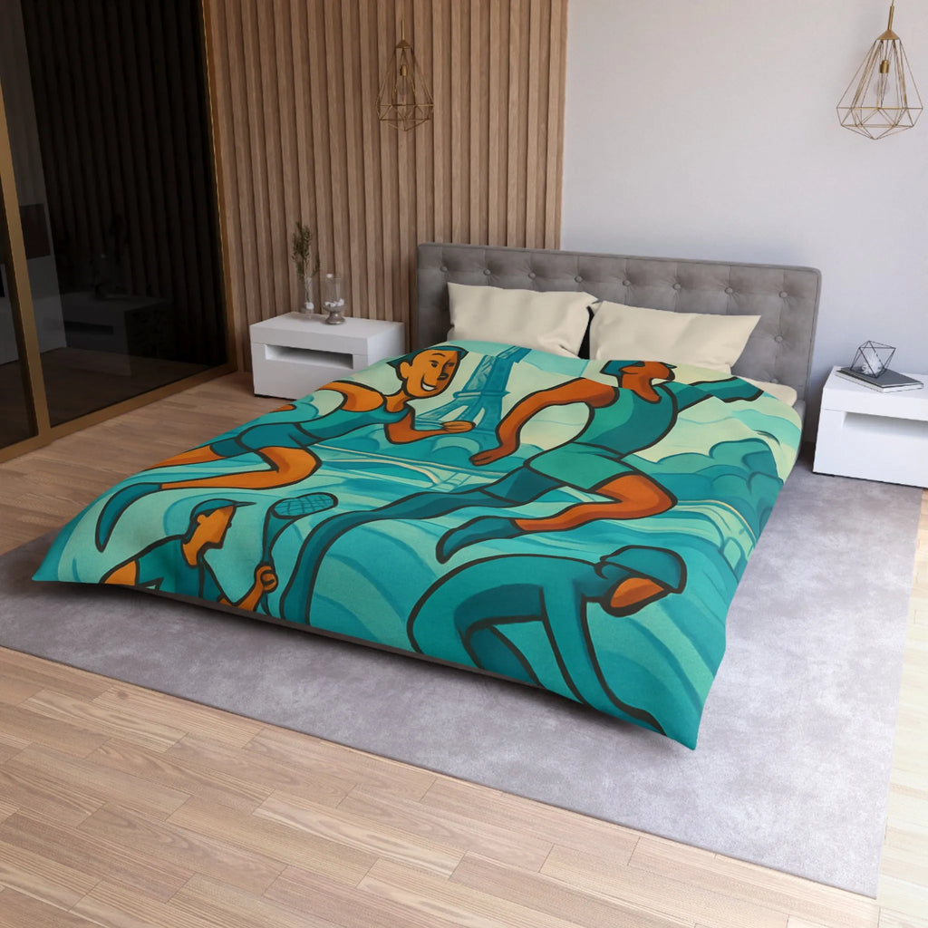 Housse de Couette Athlétique Inspirée par Sports Dynamiques Paris avec Tour Eiffel