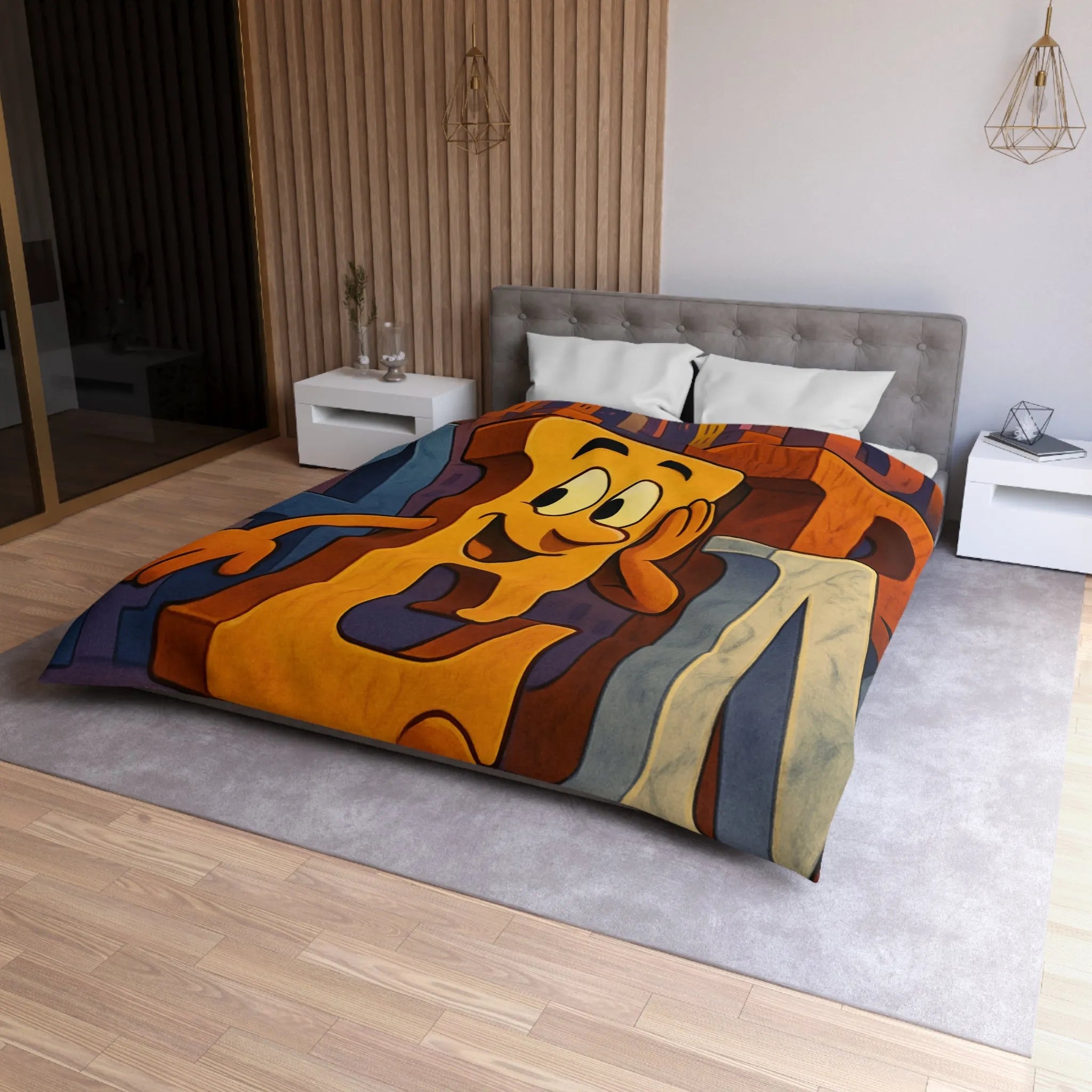 Housse de Couette Microfibre Art Graphique Contemporain Style Décoratif Chambre Tendance