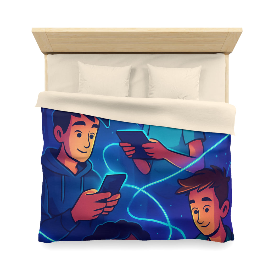 Housse de couette numérique moderne avec design connecté et technologie urbaine futuriste