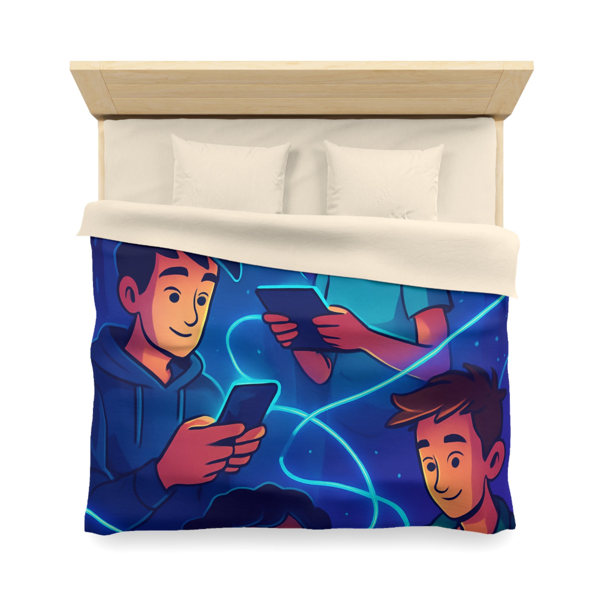 Housse de couette numérique moderne avec design connecté et technologie urbaine futuriste