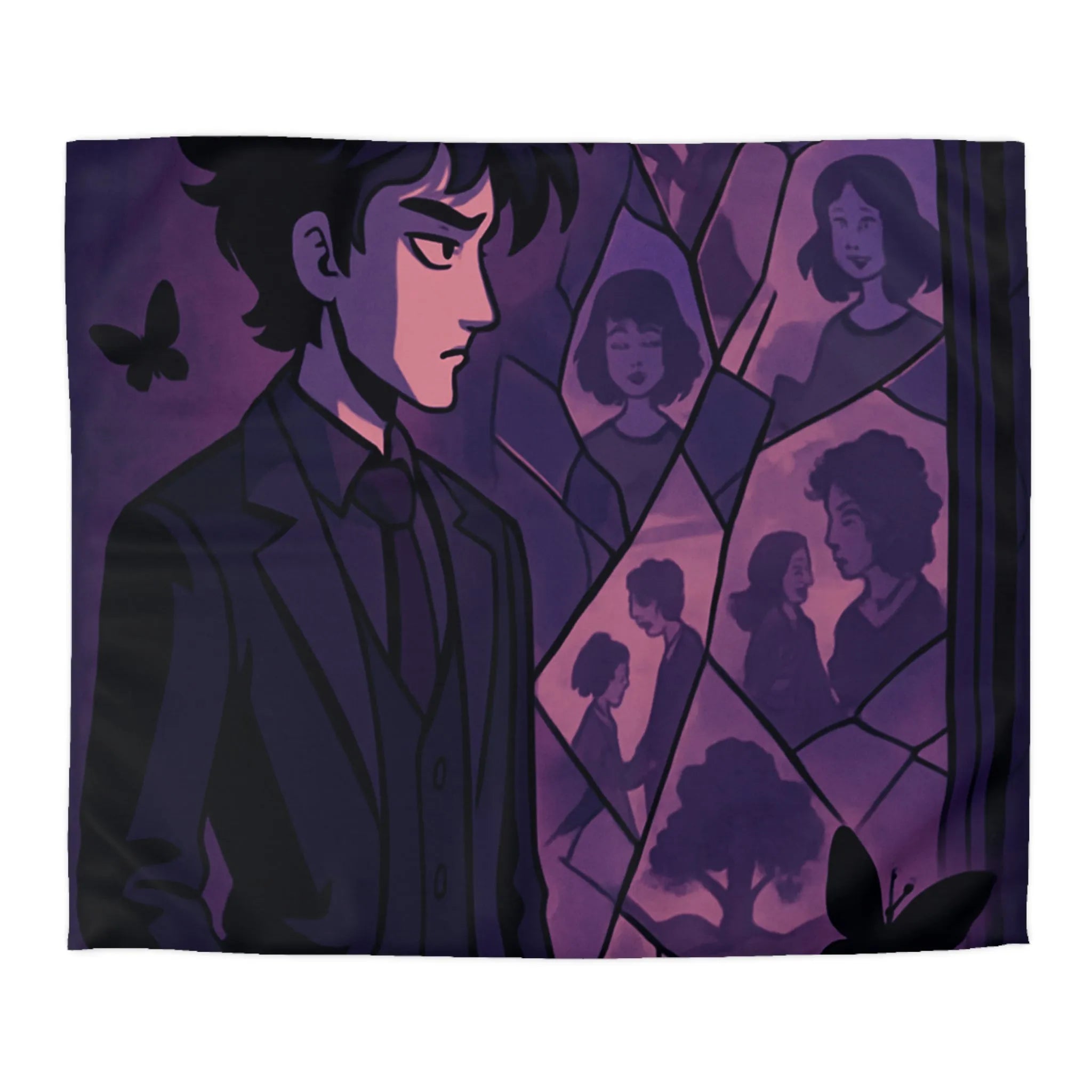 Housse de Couette Microfibre Art Graphique Contemporain Style Décoratif Chambre Tendance