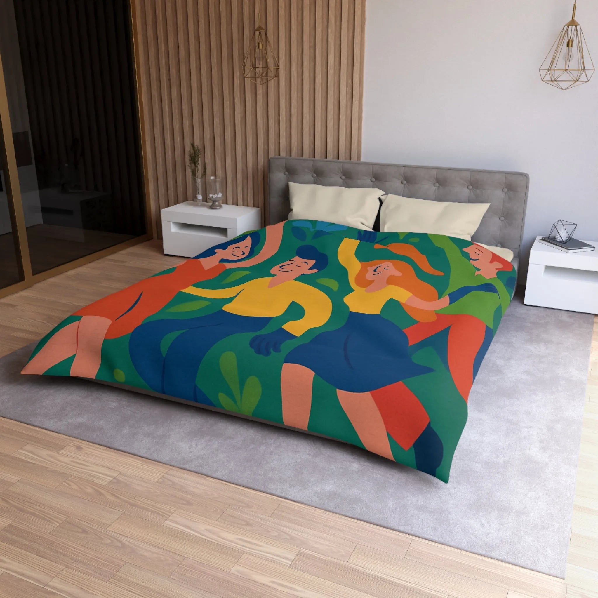 Housse de Couette Colorée Inspirée par la Danse et la Nature avec Fleurs Animées