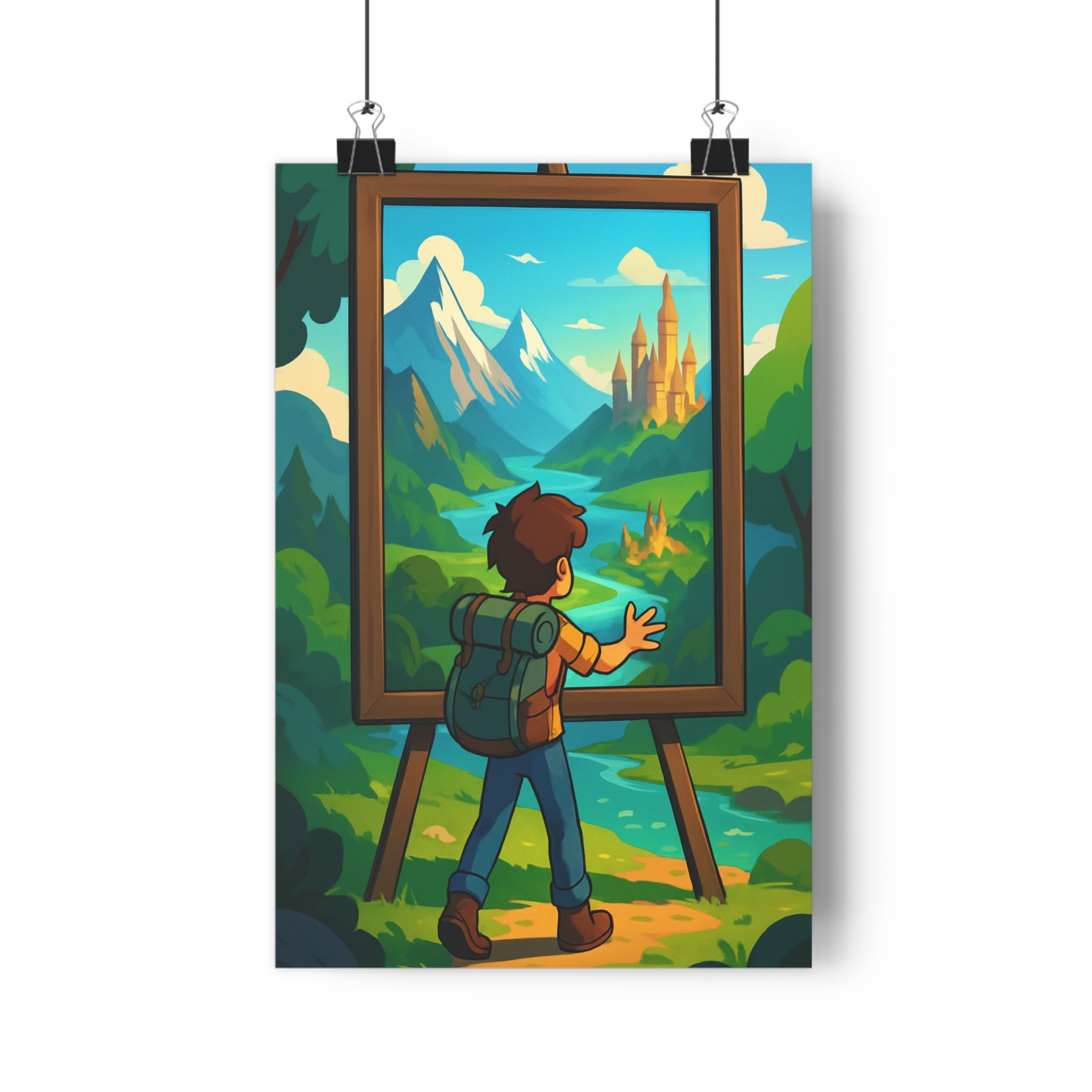 Poster décoratif vibrant paysage fantastique magique aventure garçon chambre salon enfant art cadre qualité