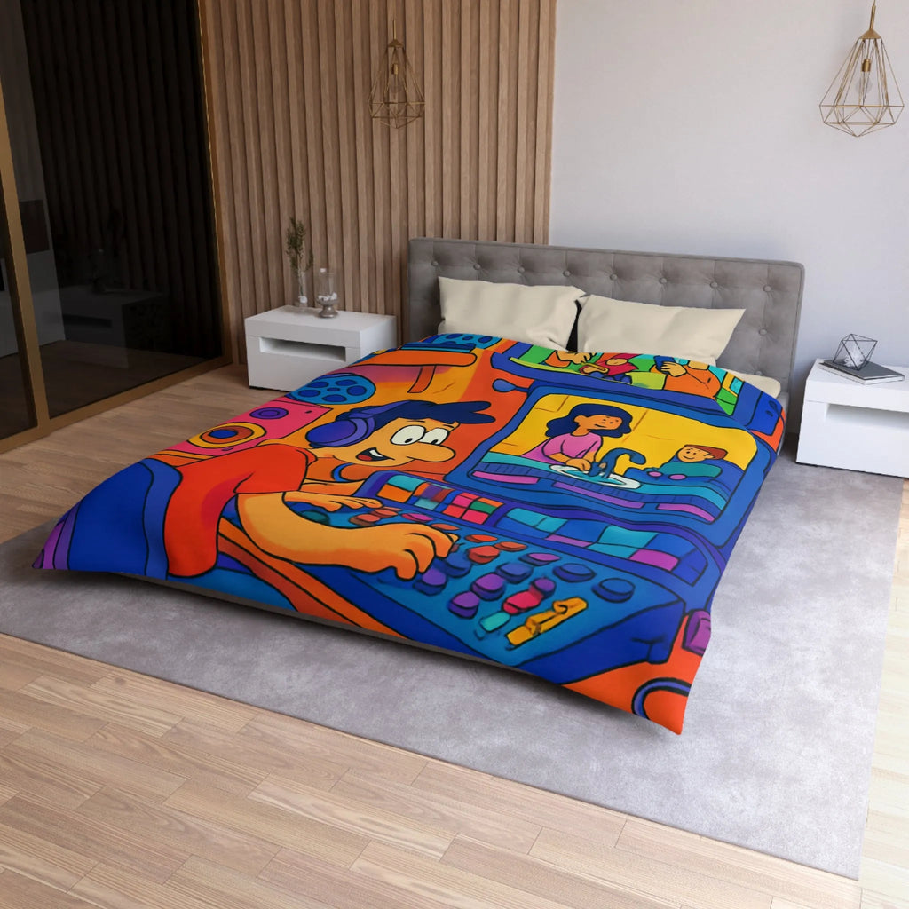 Housse de couette colorée avec illustrations joyeuses pour chambre d'enfant moderne et ludique