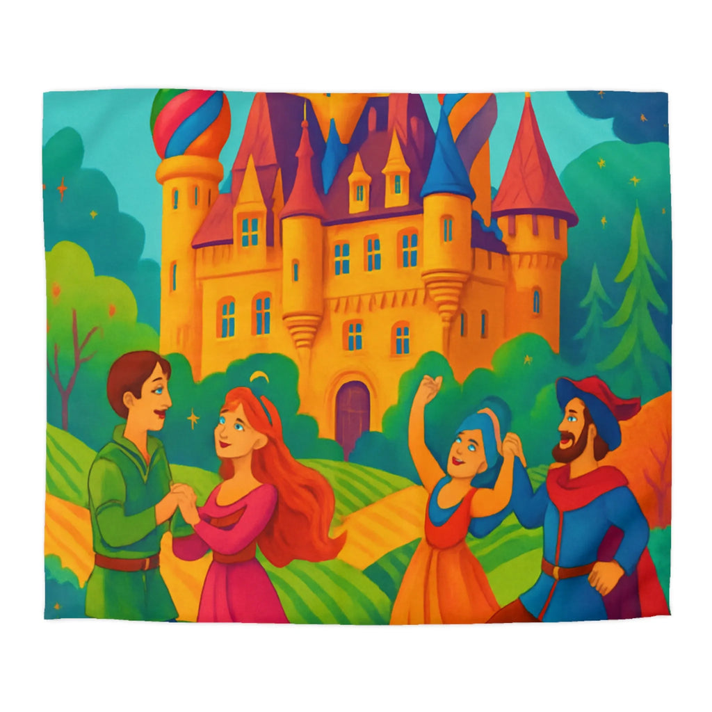 Château Enchanté Coloré et Danse Joyeuse en Paysage Féérique Idéal pour Chambres d'Enfants