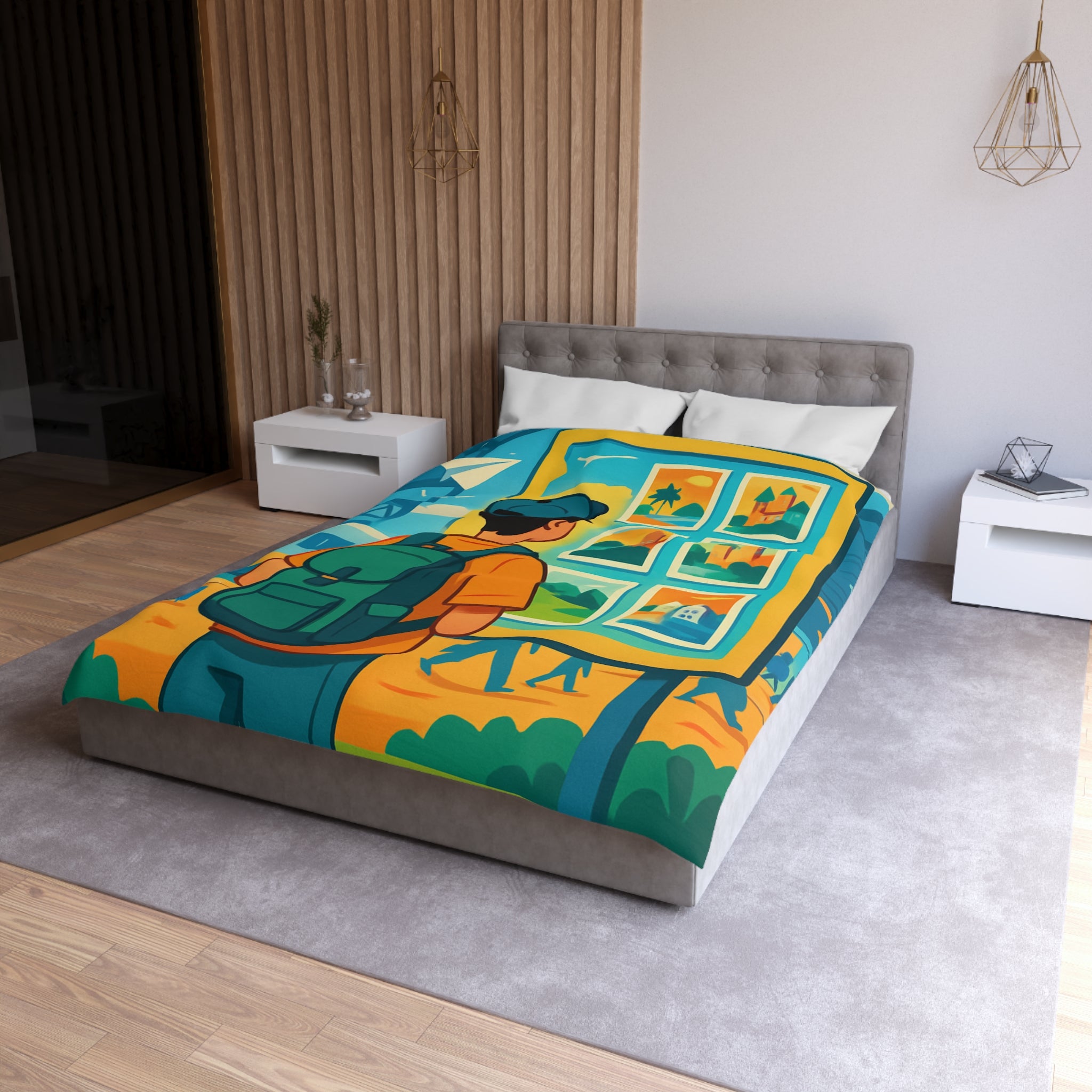 Housse de Couette Microfibre Design Artistique Moderne Décoration Chambre Confort Premium