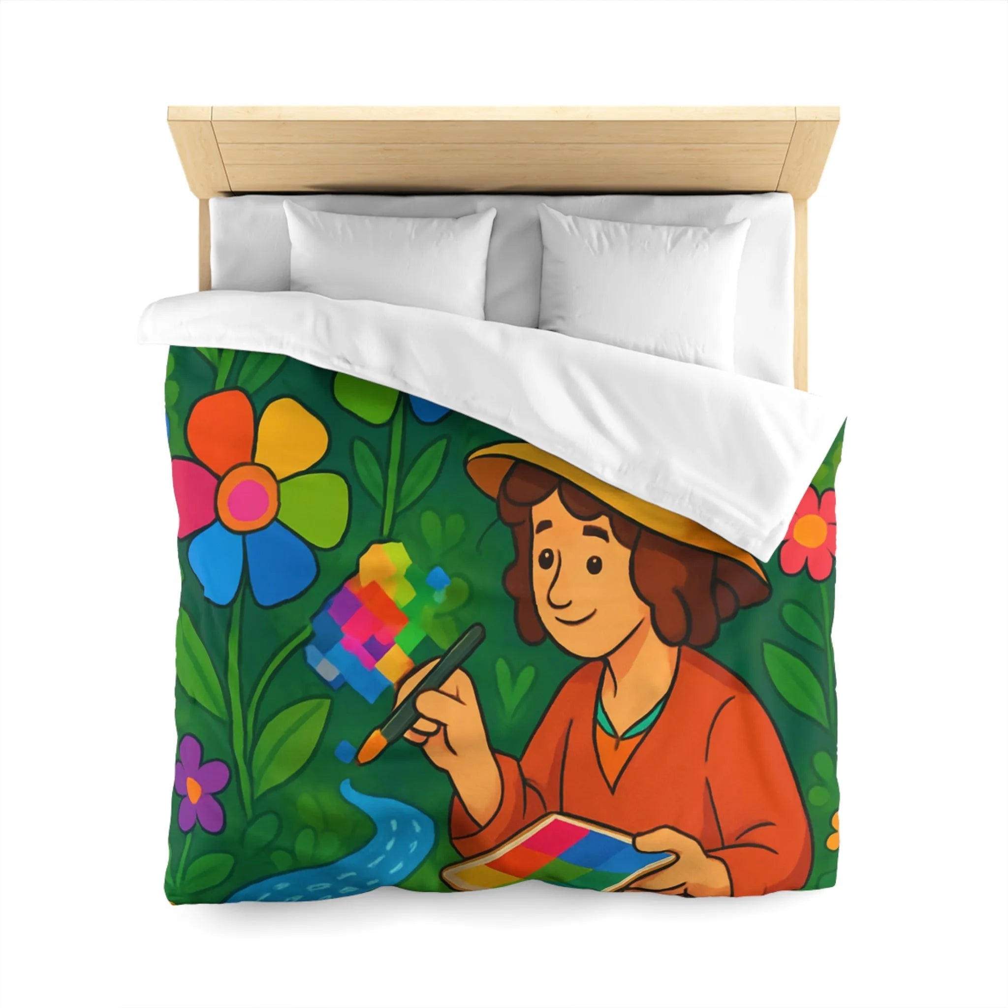 Housse de Couette Microfibre Art Graphique Contemporain Style Décoratif Chambre Tendance
