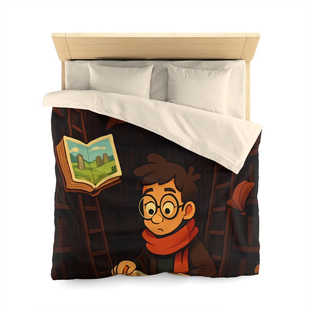 Housse de couette magique avec livres flottants et bibliothèques pour chambre enchantée