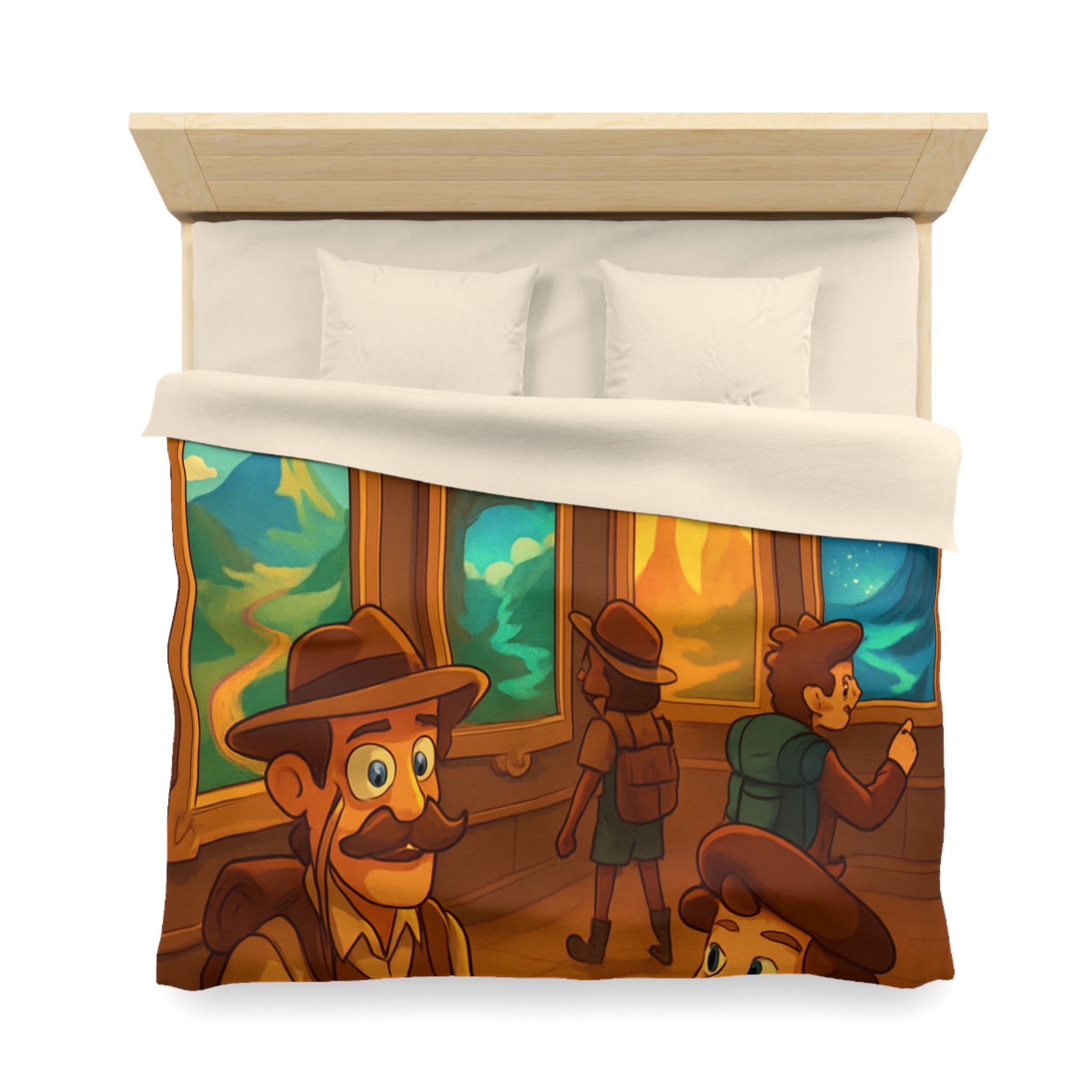 Housse de couette pour enfants avec aventure mystérieuse dans une galerie d'art
