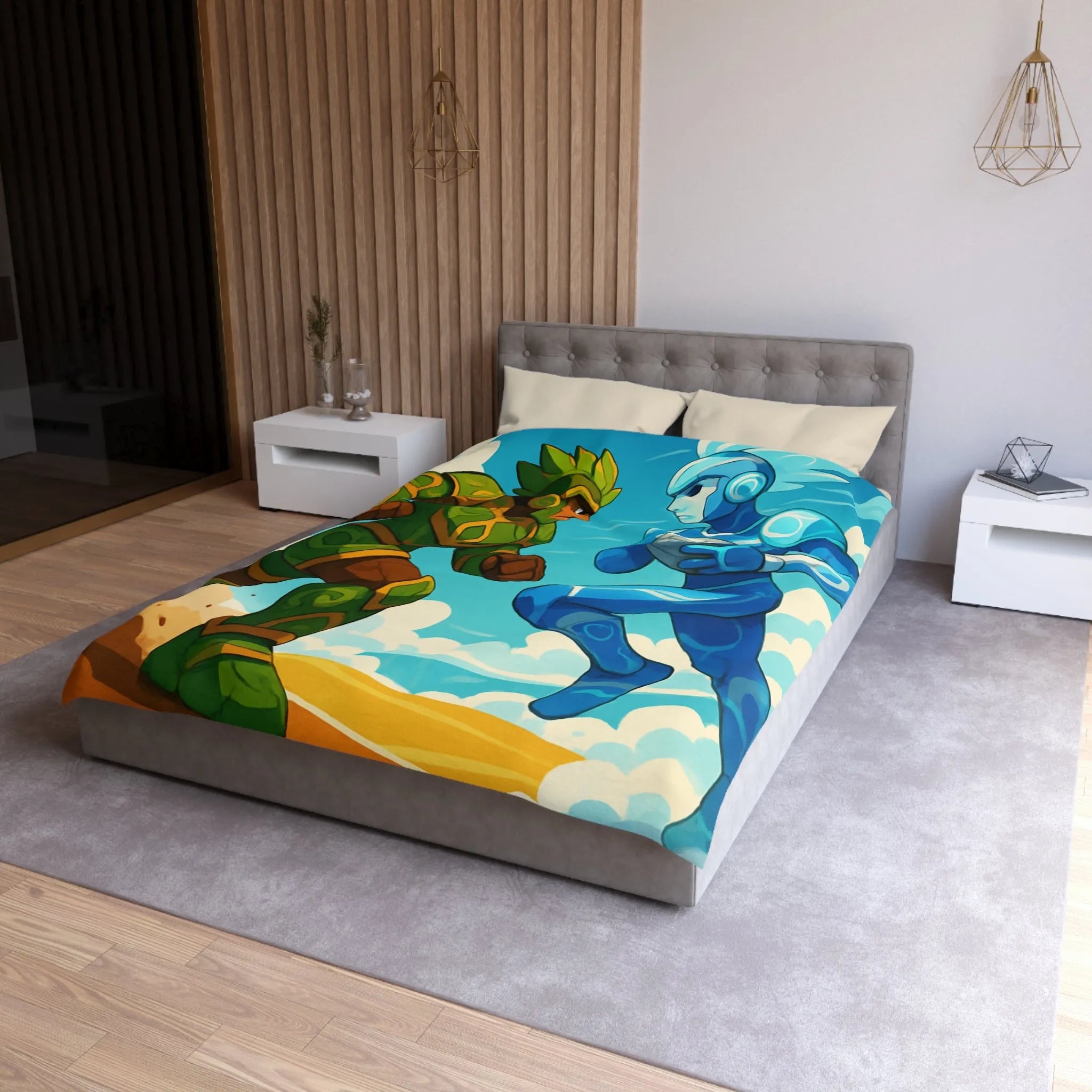 Énergie et Éléments Fusionnent dans un Duel Artistique Coloré pour Housse de Couette