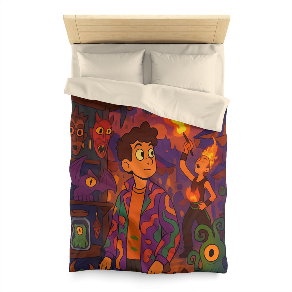 Housse de couette pour chambre enfants avec créatures mystiques et ambiance nocturne illustrée